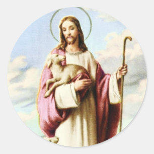Redonda Pegatina Jesús ans Sheeps