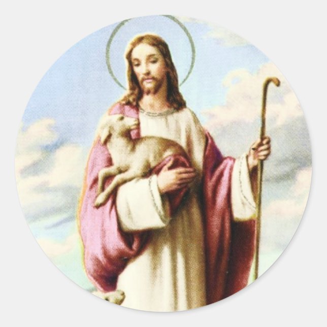 Redonda Pegatina Jesús ans Sheeps (Anverso)