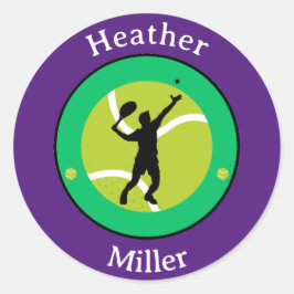 Redonda Pegatina - Jugador de tenis - Personalizado - Añad