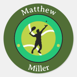 Redonda Pegatina - Jugador de tenis - Personalizado - Añad
