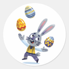 Redonda Pegatina Juggler de Easter Bunny