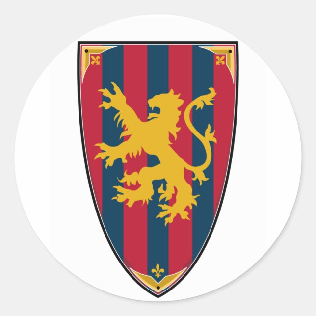 Redonda Pegatina Knights Shield (Anverso)