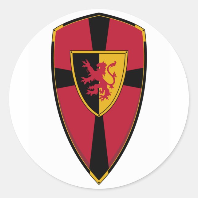 Redonda Pegatina Knights Shield (Anverso)
