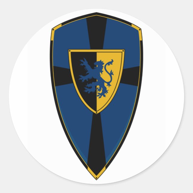 Redonda Pegatina Knights Shield (Anverso)
