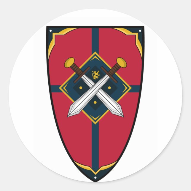 Redonda Pegatina Knights Shield (Anverso)