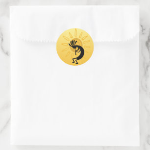Redonda Pegatina Kokopelli Gold Sun