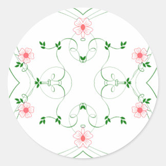 Redonda Pegatina KRW con floral rosa de 1,5 pulgadas
