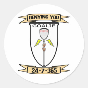 Redonda Pegatina Lacrosse Goalie DenyYou