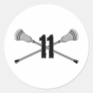 Redonda Pegatina Lacrosse Número 11