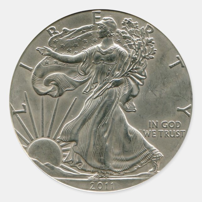 Redonda Pegatina Lady Liberty Silver del dólar (Anverso)
