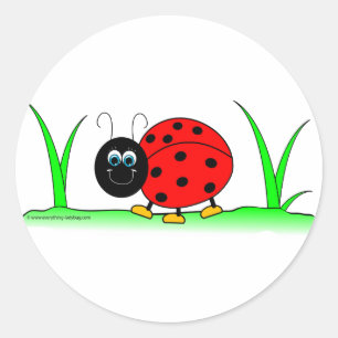 Redonda Pegatina Ladybug