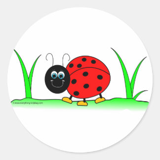 Redonda Pegatina Ladybug