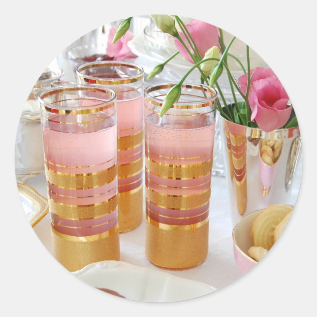 Redonda Pegatina Lemonade Rosa Tea Inglés (Anverso)