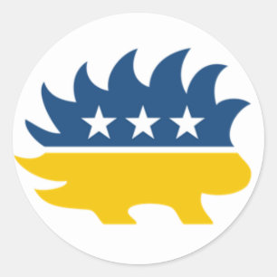 Redonda Pegatina libertario del puerco espín del fiesta