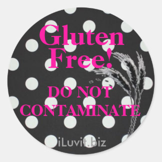 Redonda Pegatina LIBRE DE GLUTEN para la Enfermedad Celiac