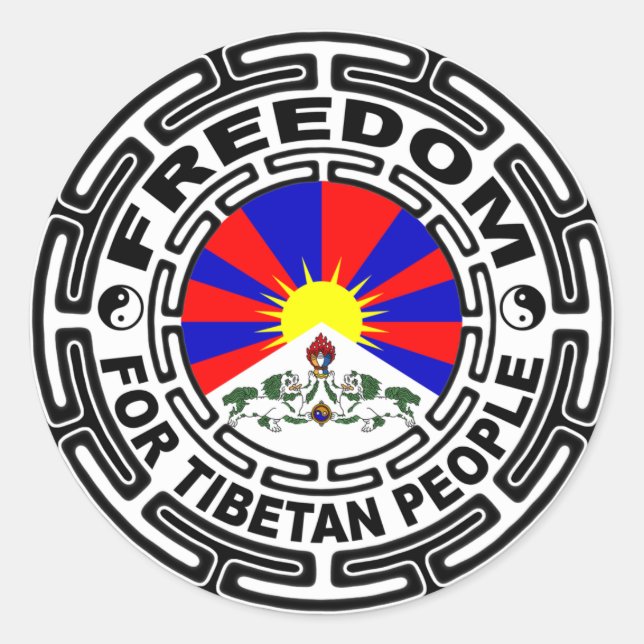 Redonda Pegatina libre del Tíbet (Anverso)