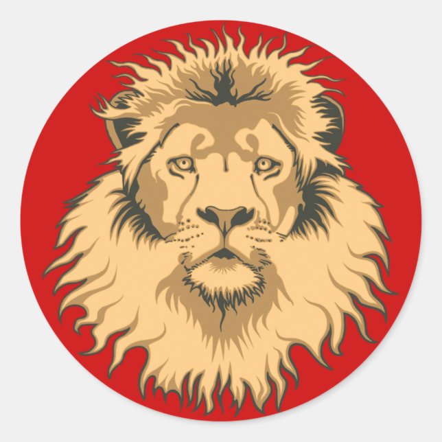 Redonda Pegatina Lion Head (Anverso)