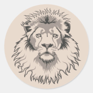 Redonda Pegatina Lion Head
