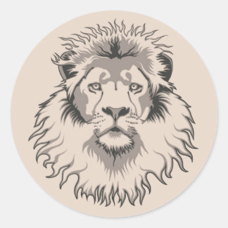 Redonda Pegatina Lion Head