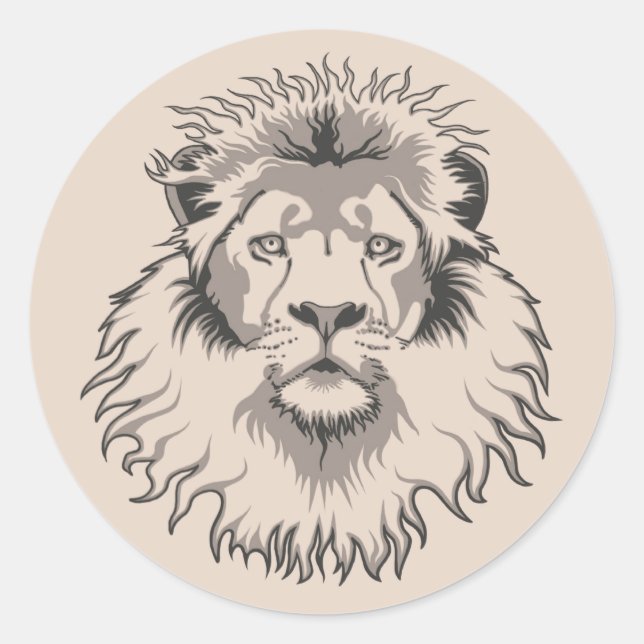 Redonda Pegatina Lion Head (Anverso)