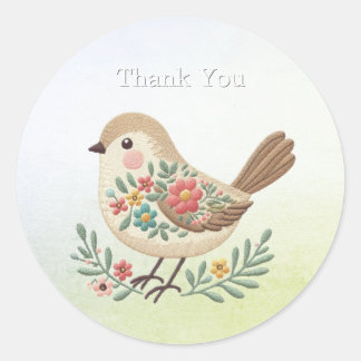Redonda Pegatina Little Bird Floral Gold