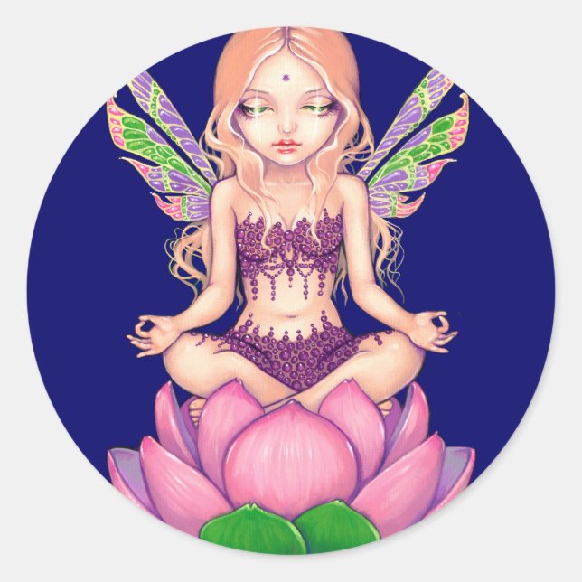 Redonda pegatina "Lotus Fairy" (Anverso)