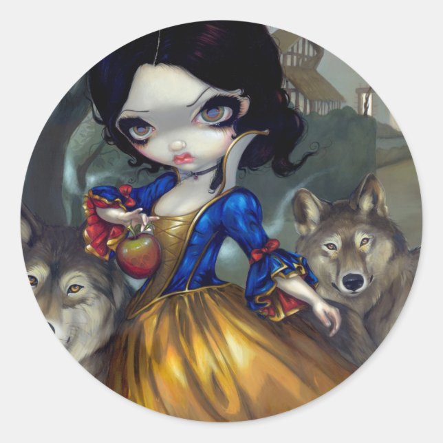 Redonda pegatina "Loup-Garou: Blanche Neige" (Anverso)