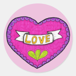 Redonda Pegatina Love Heart Round
