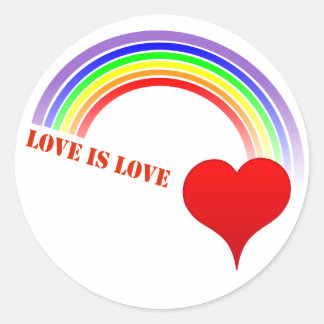 Redonda Pegatina LOVE IS LOVE Rainbow Heart design