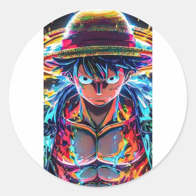 Redonda Pegatina luffy anime (Anverso)
