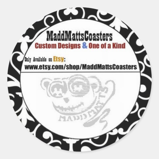 Redonda Pegatina MaddMattsCoasters (Anverso)