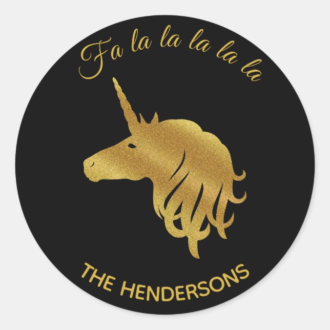 Redonda Pegatina mágica de unicornio para las fiestas (Anverso)