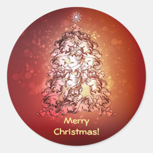 Redonda Pegatina mágico de árbol de Navidad
