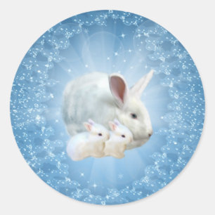 Redonda Pegatina Mágico del Conejo de Pascua