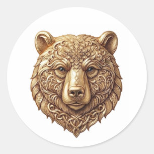 Redonda Pegatina majestuosa del oso grizzly, Deca de fauna