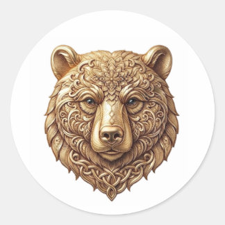 Redonda Pegatina majestuosa del oso grizzly, Deca de fauna