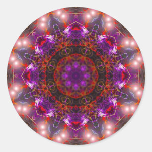 Redonda Pegatina Mandala de luz morada