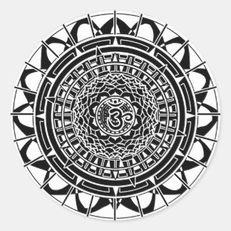 Redonda Pegatina Mandala Om (negro)
