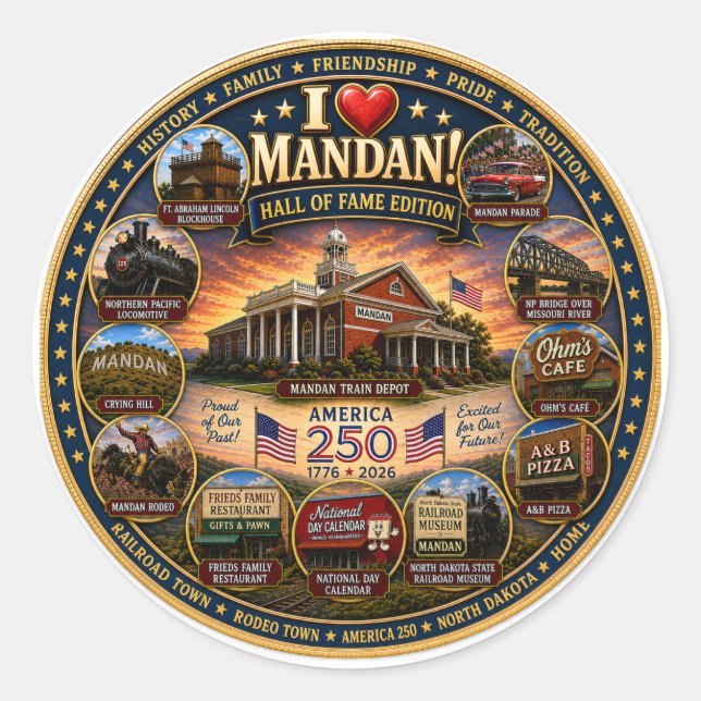 Redonda Pegatina "Mandan Legacy Edition." (Anverso)
