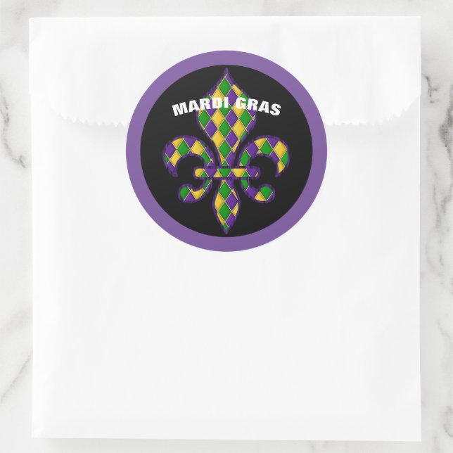 Redonda Pegatina Mardi Gras (Bolso)