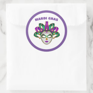 Redonda Pegatina Mardi Gras