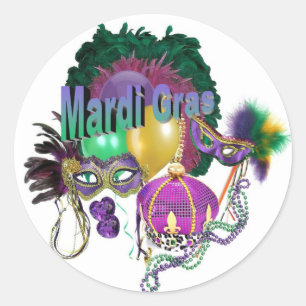 Redonda Pegatina Mardi Gras