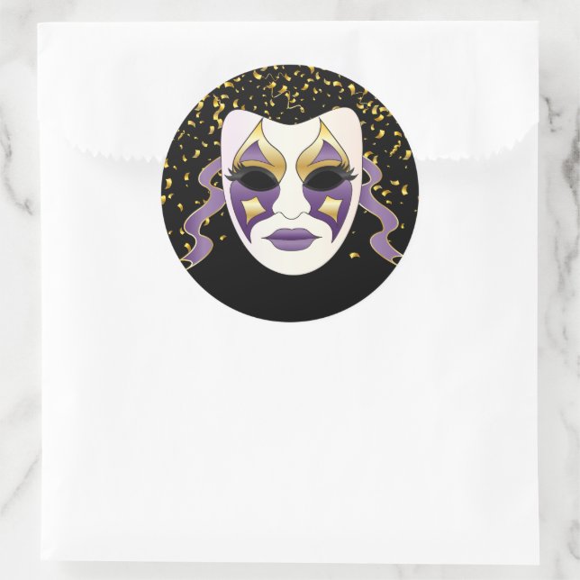 Redonda Pegatina Mardi Gras (Bolso)