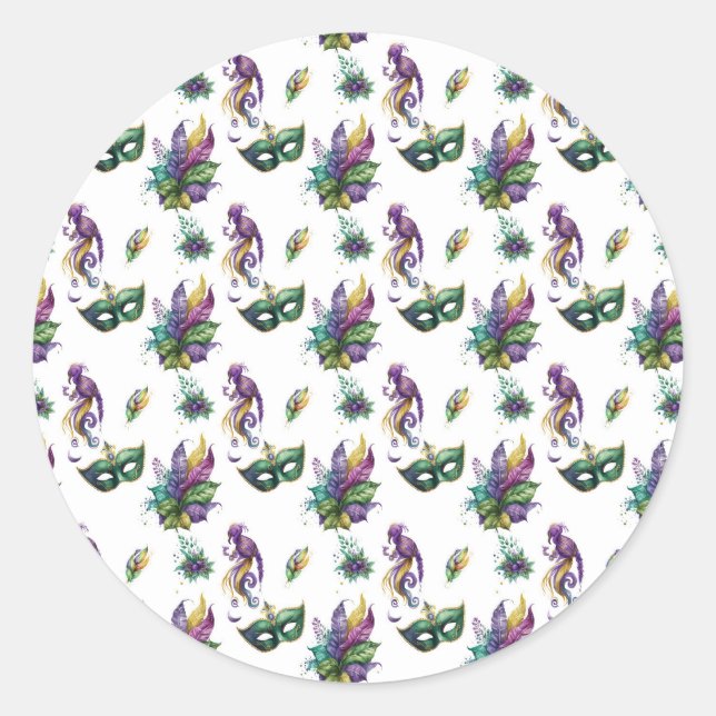 Redonda Pegatina Mardi Gras (Anverso)