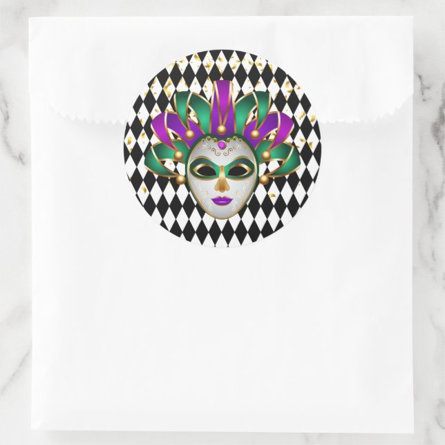 Redonda Pegatina Mardi Gras (Bolso)