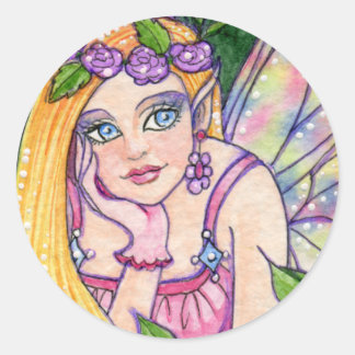 Redonda Pegatina Mariposa Flor Fantasy Ann Howard