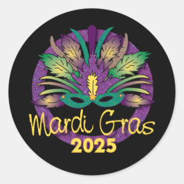 Redonda Pegatina Máscara Mardi Gras -2025