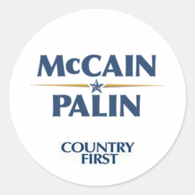 Redonda Pegatina Mccain/Palin (Anverso)