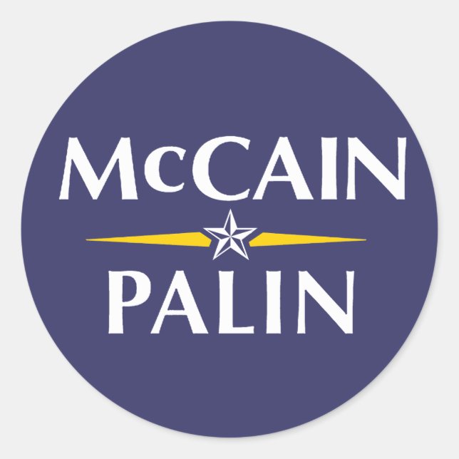 Redonda Pegatina McCain/Palin (Anverso)