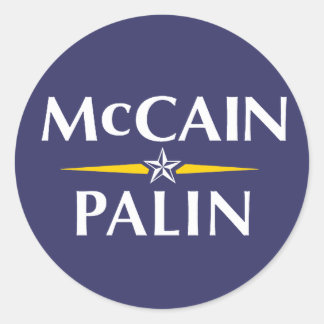 Redonda Pegatina McCain/Palin